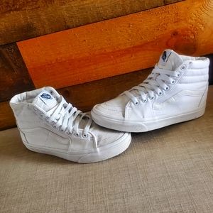 Vans Off the Wall White Leather High Top Sneakers Shoes Mens Size 6.5 Women's 8